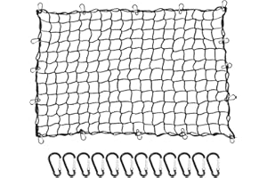 Big Ant 4'x5' Bungee Cargo Net for Pickup Truck Bed - Heavy Duty Cargo Netting with 16 D Clip Carabiners, Small 4" x4” Mesh Holds Small and Large Loads Tighter