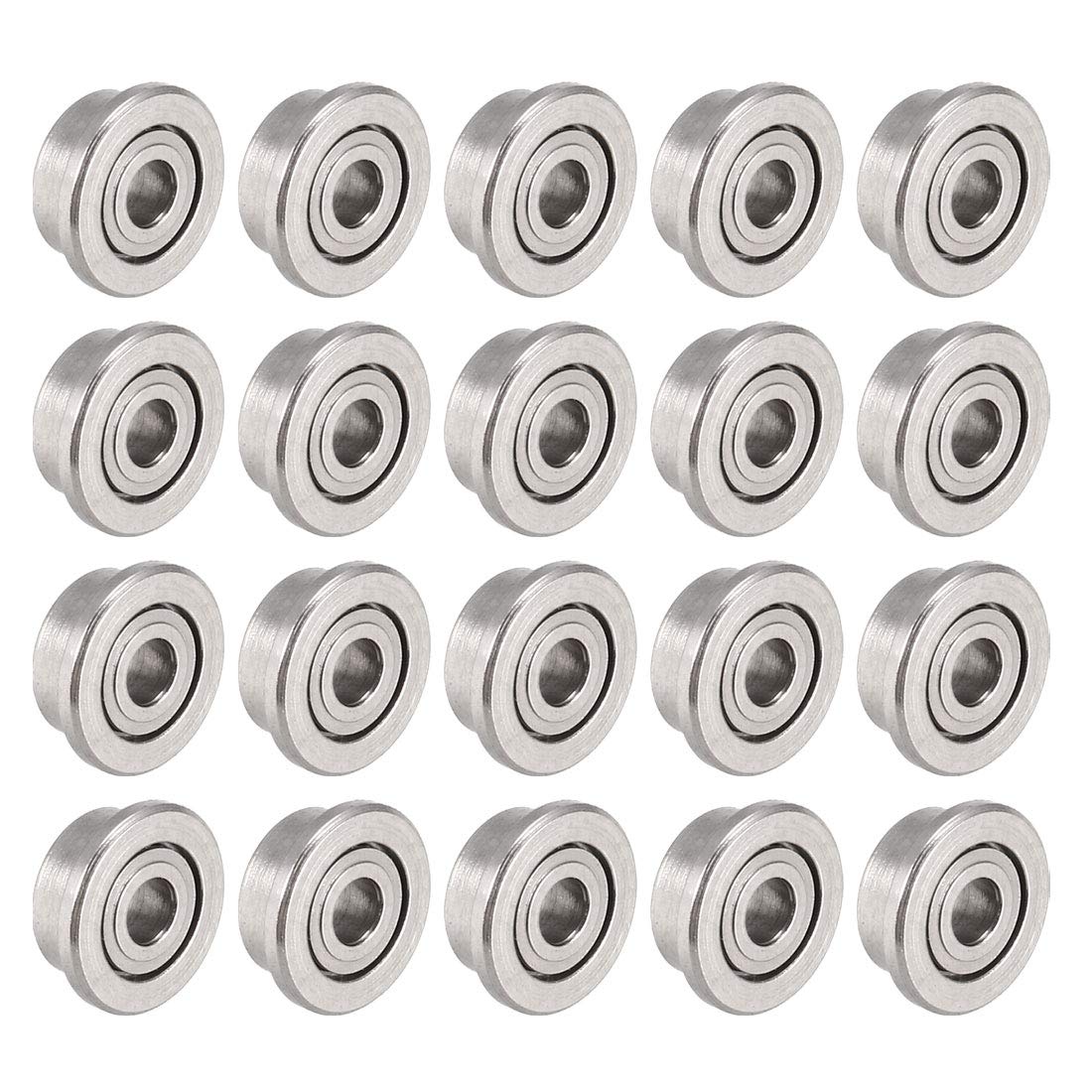 sourcing map F681XZZ Flanged Ball Bearing 1.5x4x2mm Double Metal Shielded (GCr15) Chrome Steel Flange Rip Bearings 20pcs