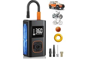 KIAIR Tire Inflator Portable Air Compressor - Fast Cordless Air Pump for Car Tires, 150 PSI Electric Bike Tire Pump with LED Light and Digital Pressure Gauge for Motorcycle, Auto, Ball, Bicycle