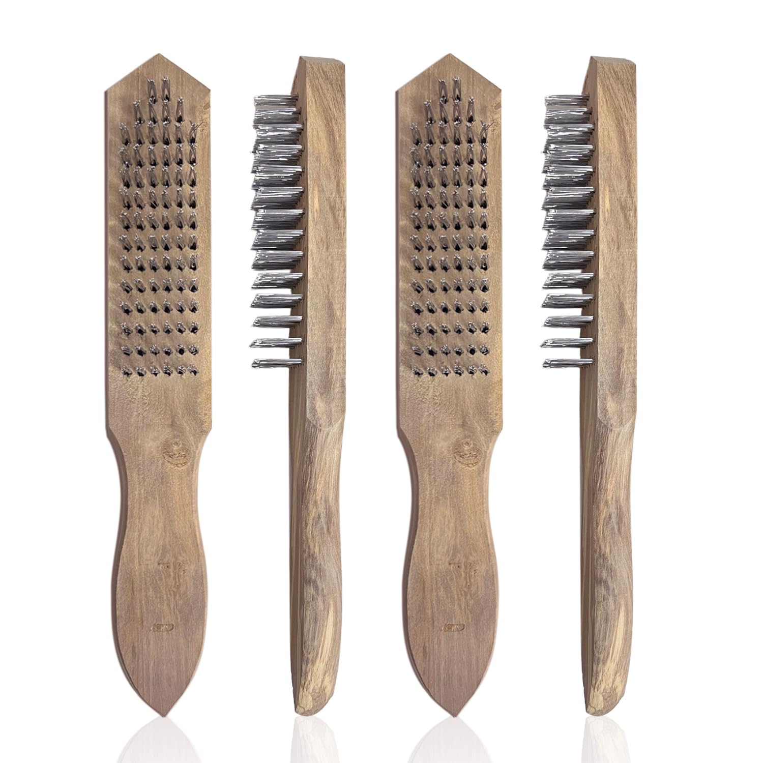 4 Piece Cleaning Wire Brush, Wood Wire Brush, Wire Brush for Rust Removal, Wire Detail Brush, Long Handle Wire Brush, Wire Brush Set, Pen Style Stainless Steel Wire Brush