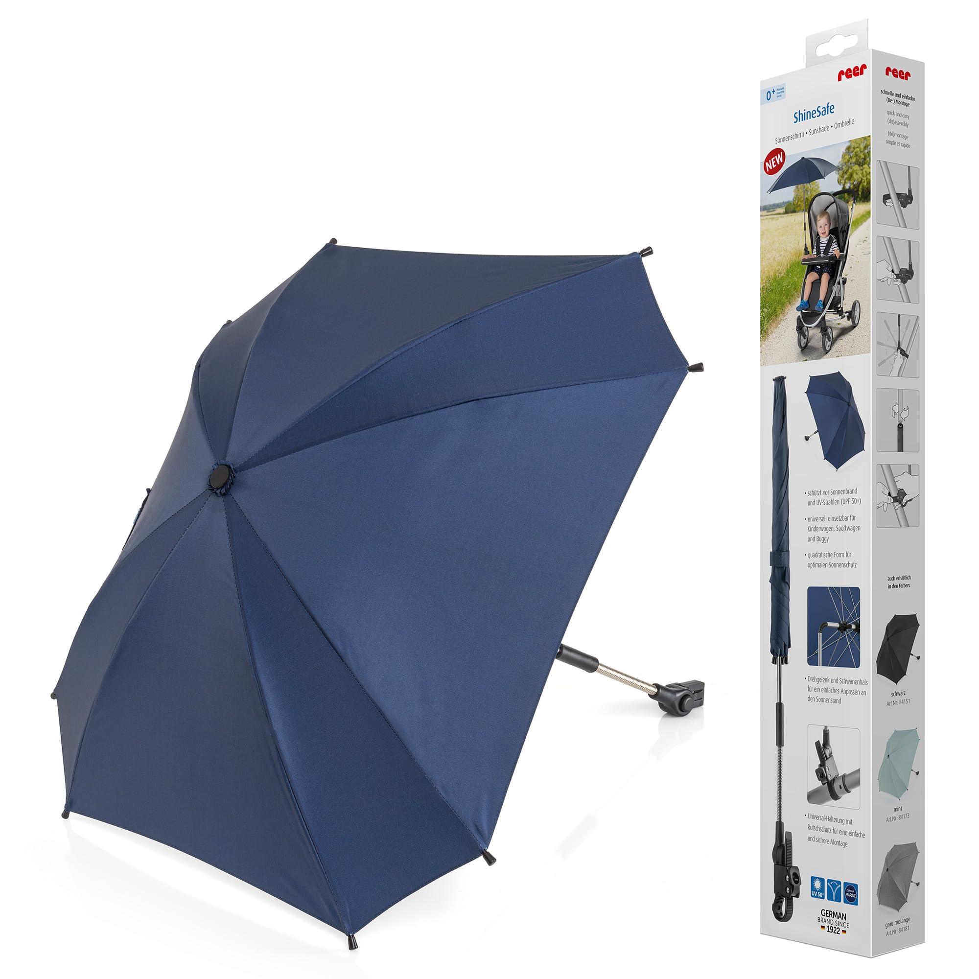 reer ShineSafe Universal Pram Pram Parasol - Blue