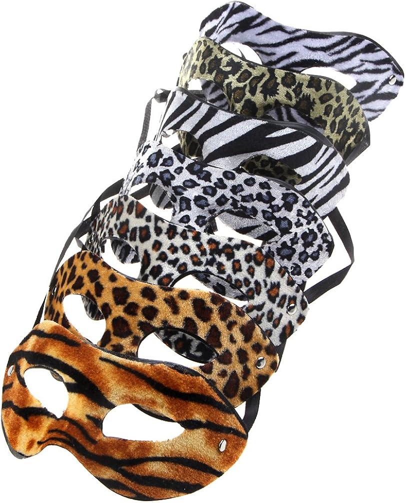 10pcs Set Half Mardi Gras Leopard Masquerade Masks Party