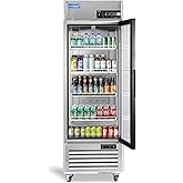 ICECASA 27" W Commercial Display Refrigerator Single Glass Door Merchandiser Reach-in 23 Cu.ft Stainless Steel Display Refrig