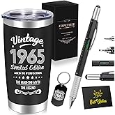 60th Birthday Gifts for Men, 1965 60th Birthday Decorations Gifts Ideas for Him, Turning 60 Gift Ideas, Cool 60 Year Old Gifts for Husband, Dad, Grandpa, Friends, Teachers, Boss, 20oz Tumbler Gift Box