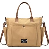SUANNI Utility 16oz Cotton Canvas Tote Bag for Women, Casual Crossbody Handbags, Shopping Shoulder Bags with Zipper Pockets