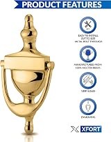 XFORT Traditional Door Knocker Polished Brass Victorian Urn Front Door Knocker view 3