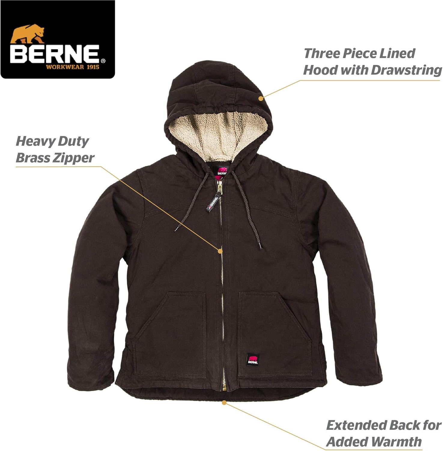 Berne Women's Washed Hooded Coat: Clothing
