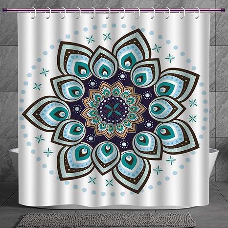 Decorative Shower Curtain 2 0 Mandala Boho Lotus Flower Stylized