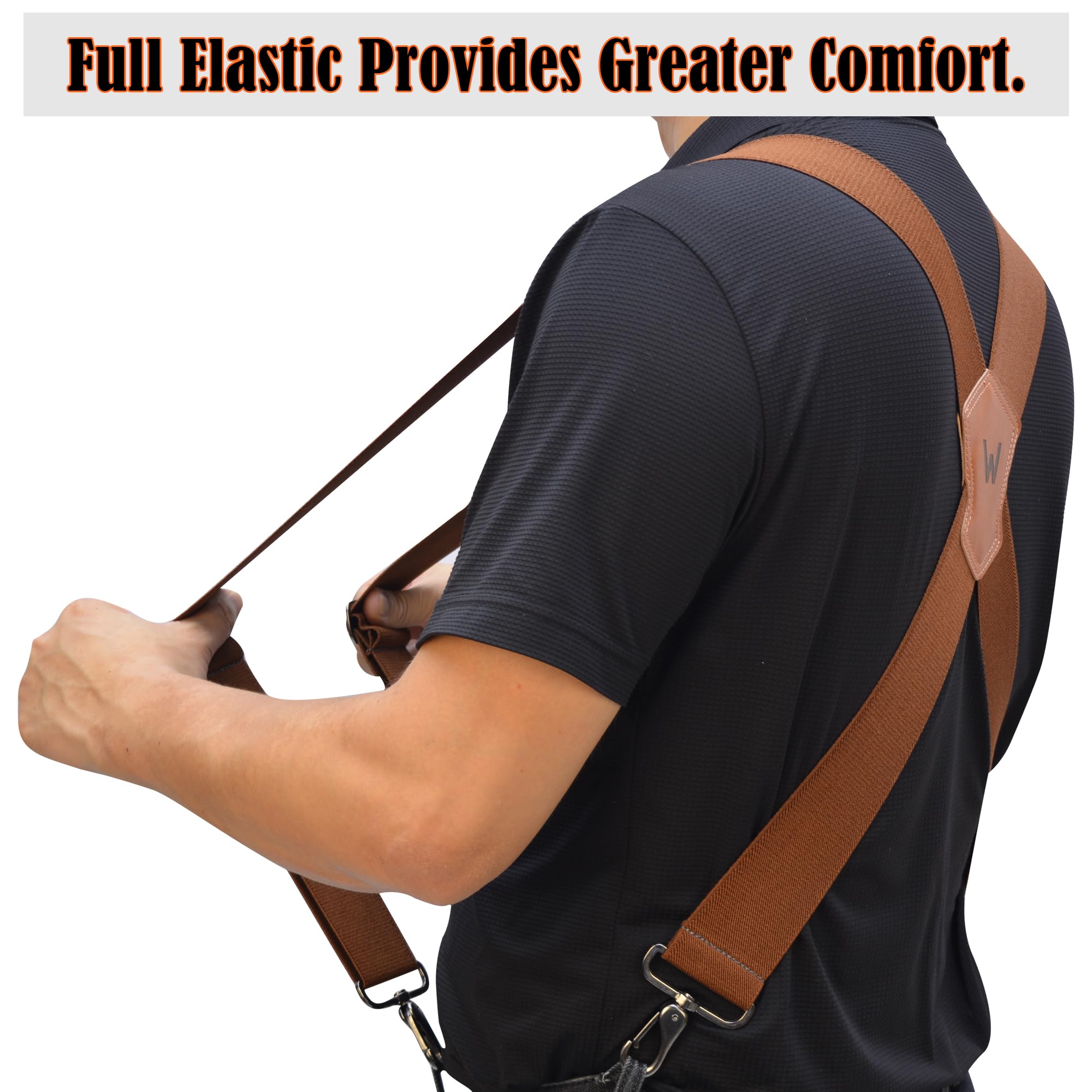 WELKINLAND Heavy-Duty 2Inch-Wide Full-Elastic Work Suspender For Jeans