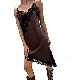 TUWIXIUW Lace Camisole Women Satin Tank Long Top Sleeveless Spaghetti Strap Silk Cami Shirt Asymmetrical Slip Dress Fashion