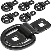 D Ring Tie Down Anchors 3/8” Heavy Duty 6,000 lbs Truck Tie Downs Rings for Loads on Trailers RV Pickup Cargo Camper Control, Tie Down Motorcycle, ATV Surface Mount Bracket Anchor Point (Black)