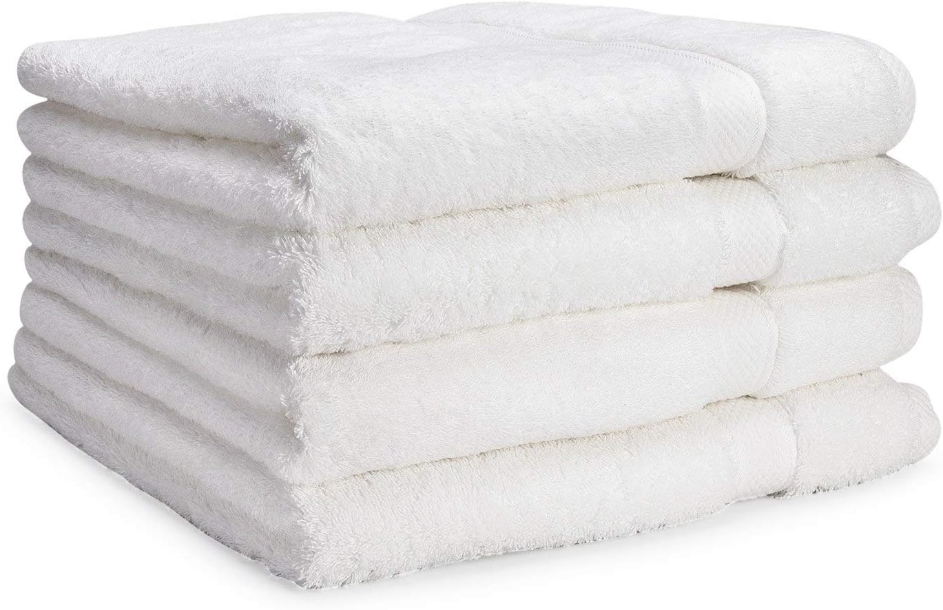Luxury Bath Towels By Cozy Homery - 4 Piece Towel Set White - 100% Organic Natural Egyptian Cotton 650 GSM
