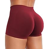 VOYJOY Women Impact Booty Shorts 2.5" Low Rise Hidden Scrunch Butt Lifting Seamless Workout Gym Running Biker Hot Shorts