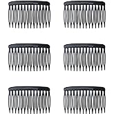 Ruwado 6 Pcs 14 Teeth Hair Side Comb Twist French Vintage Style Hair Clips Pins Accessories Supplies for Women Girls Bridal Wedding Veil Fine Long Curly Hair (Black)