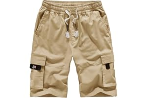 VtuAOL Men's Cargo Shorts Elastic Waist Casual Cotton Shorts with Multi Pockets