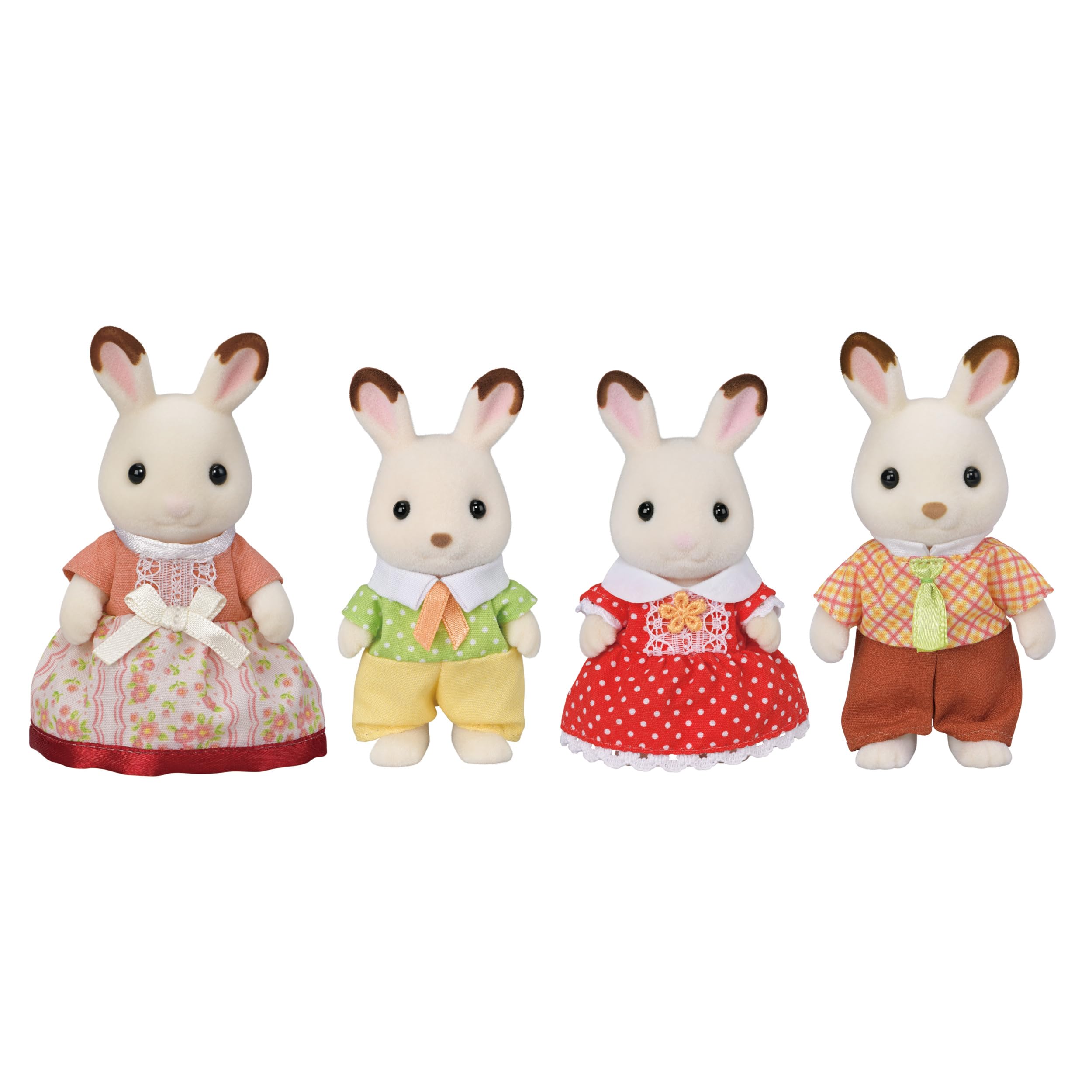 Calico Critters Chocolate Rabbit Family, Set of 4 Collectible Doll Figures