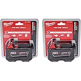 Milwaukee 48-11-1850R M18 18V 5Ah XC Extended Capacity Resistant Battery 2 Pack, (48-11-1850Rx2)