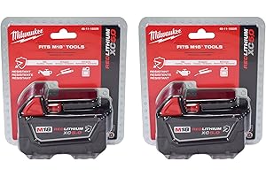 Milwaukee 48-11-1850R M18 18V 5Ah XC Extended Capacity Resistant Battery 2 Pack, (48-11-1850Rx2)