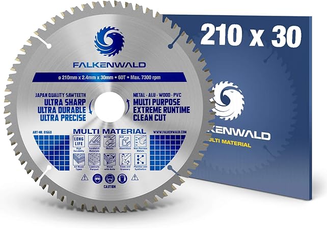 Falkenwald Lame De Scie Circulaire 210 X 30 Mm Ideal Pour Le Bois Metal Aluminium Compatible Avec Bosch Makita Amazon Fr Bricolage
