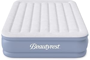 Beautyrest Hi-Loft Full Size Air Mattress with Vertical Beam Construction, Edge Support, External Pump and Puncture Resistant Vinyl for Guests and Camping