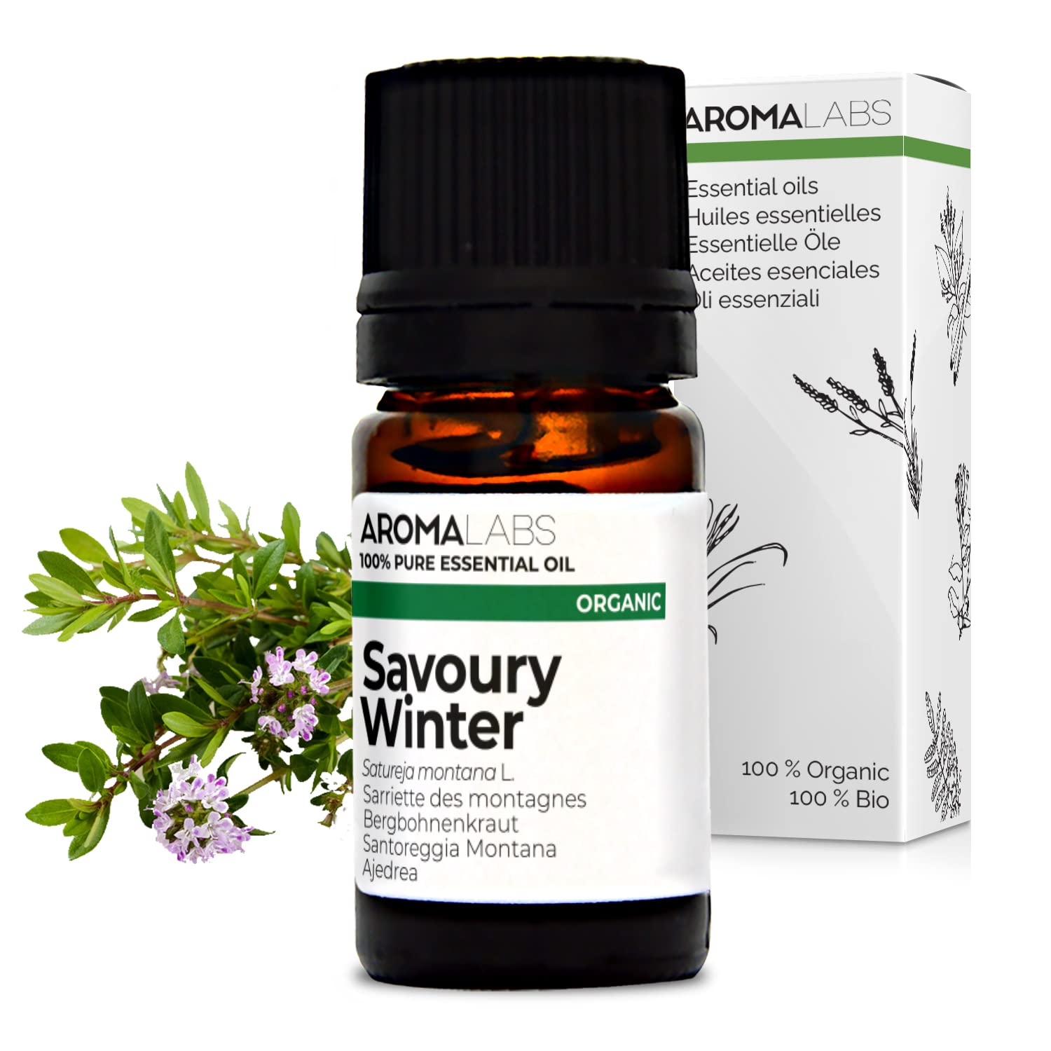 Bio - Savoury Winter Essential Oil - 5mL - 100% Pure, Natural, Chemotyped and AB Certified - AROMA LABS (French Brand)