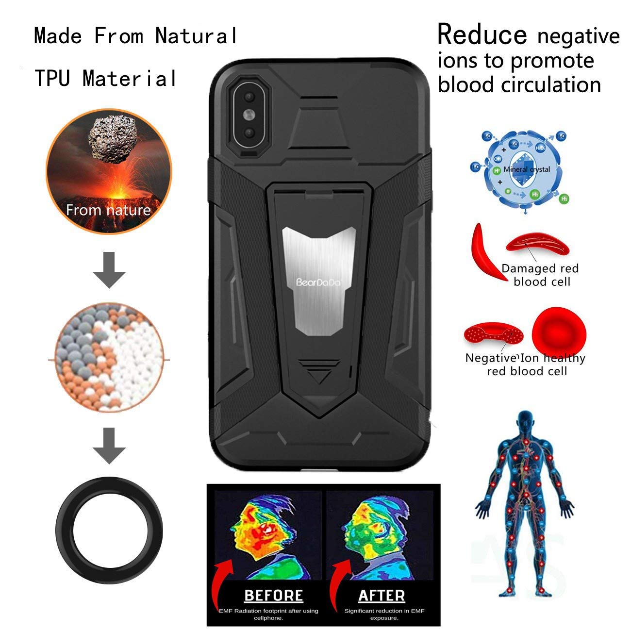 iPhone 7 Case, Queen Forever 360 Full Body Protection Hard Slim Case Coated Non Slip Matte Surface with Tempered Glass Screen Protector for Apple iPhone 7 8 Plus