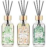 Reed Diffuser of 3 Pack, Linen Eucalyptus Jasmine Oil Diffuser Set with 15 Sticks, Bathroom Air Freshener, Aromatherapy Reed Diffusers for Home, Office, 1.7 Fl. Oz Each, Total 5.1 Fl. Oz