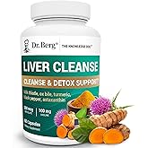 Dr. Berg Liver Cleanse Detox Capsules w/Unique Blend of Milk Thistle, Ox Bile & Folate - Liver Supplement Includes Turmeric, Black Pepper & Choline - 60 Capsules