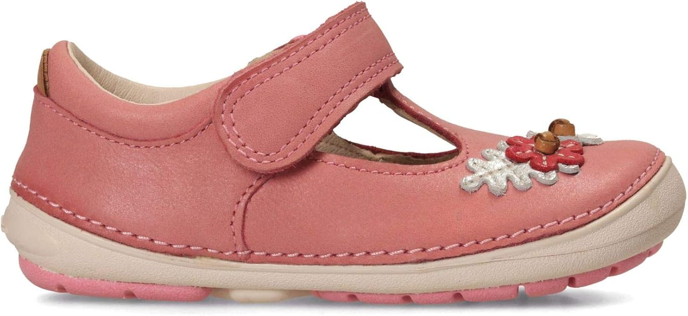 Clarks Softly Blossom Toddler Leather Shoes in Baby Pink Narrow Fit
