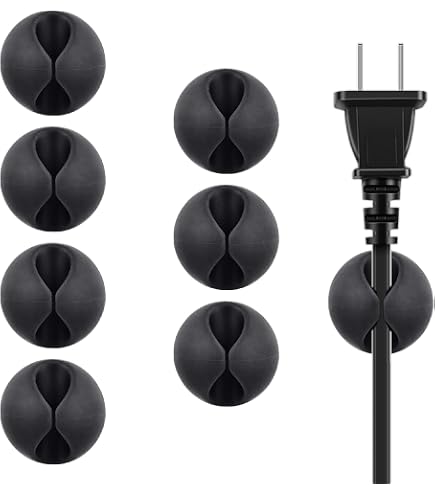 8 Magnetic Cord Organizer Clips - Adhesive Cable Holders For Desk, Nightstand, Office