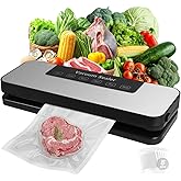 Vacuum Sealer Machine ，Food Vacuum Savers Kit with 20s Fast Seal for Dry & Moist Food, LED Display, with 5 BPA-Free Reusable Vacuum Bags for Sous Vide & Food Preservation