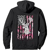 Deer Hunting Camo Pink American Flag Whitetail Hunter Buck Pullover Hoodie