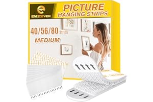 EMITEVER Picture Hanging Strips Heavy Duty, Damage Free Hanging Picture Hangers for Walls, Picture Hanging Kit, Hanging Hooks Without Nails, Medium Poster Wall Strips White 20-Pairs (40 Strips)