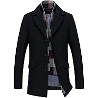 FTCayanz Men's Wool Coat Winter Slim Fit Pea Coats Single Breasted