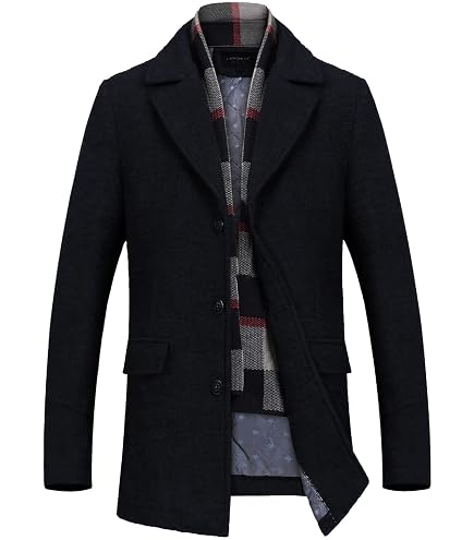 wantdo Men's Slim Fit Pea Coat Windproof Warm Coat Winter Jacket