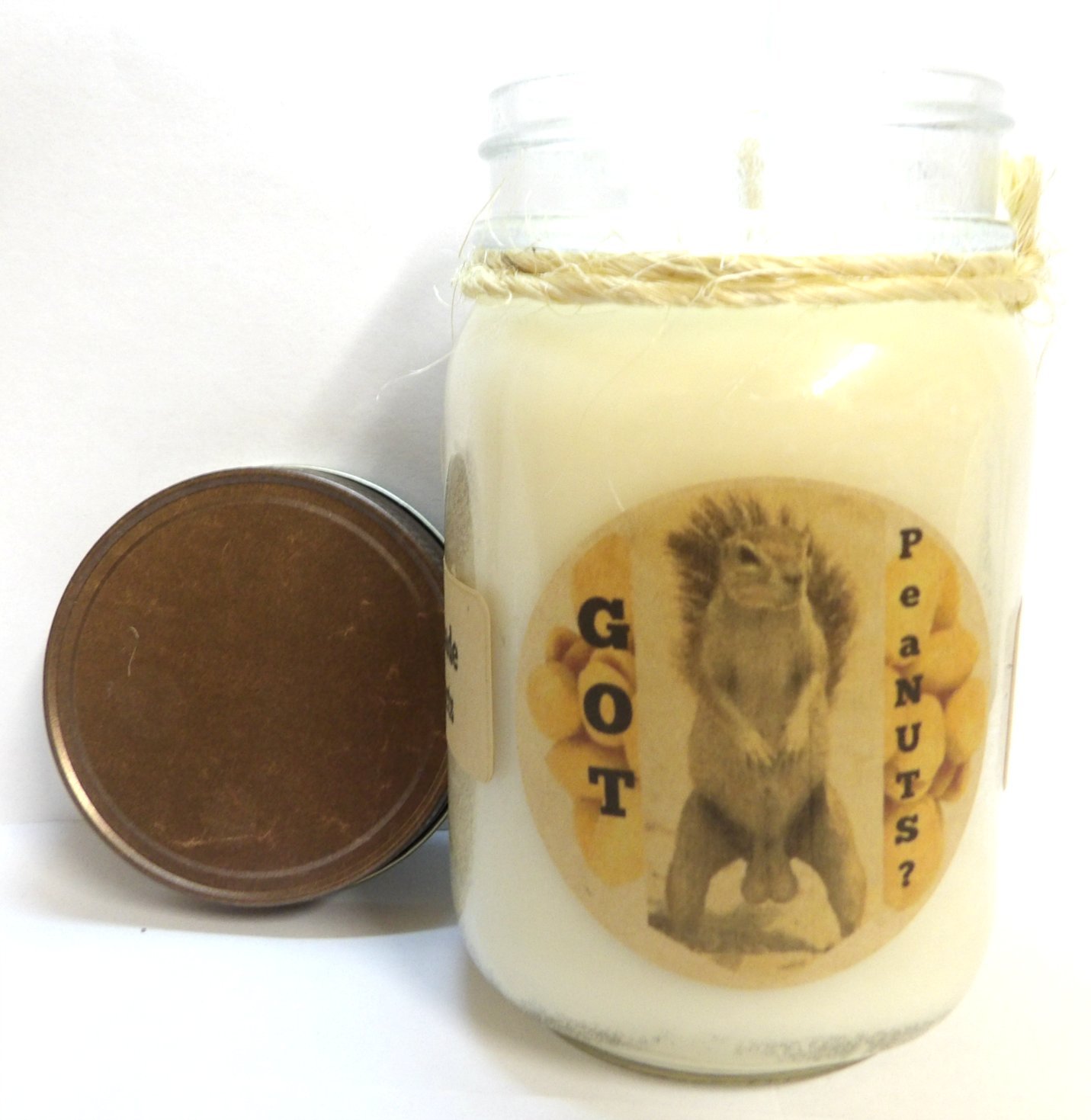 Got Peanuts? 16oz Handmade Country Jar All Natural Soy Candle- Fun Peanut Butter Aroma Novelty Candle