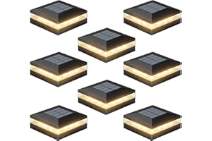 Viewsun 8 Pack Solar Post Cap Lights, 3 Color Modes Fence Post Solar Lights Outdoor with 72 LEDs, IP65 Waterproof Deck Lamps Decorating for Fence, Deck, Garden, Fit 4x4 Wooden/Vinyl Posts