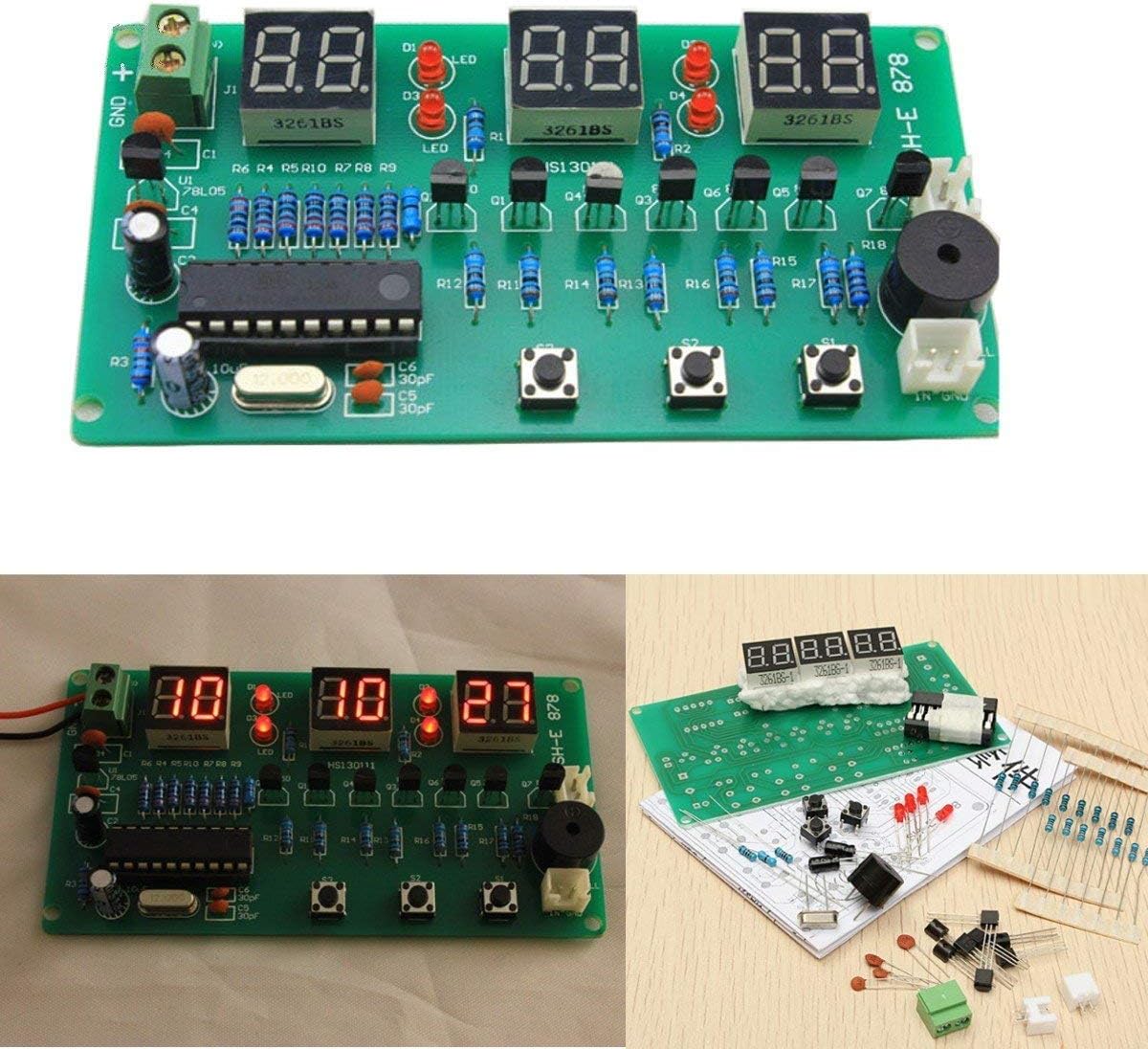 ILS - 5V-12V AT89C2051 Multifunction Six Digital LED DIY Electronic Clock Kit