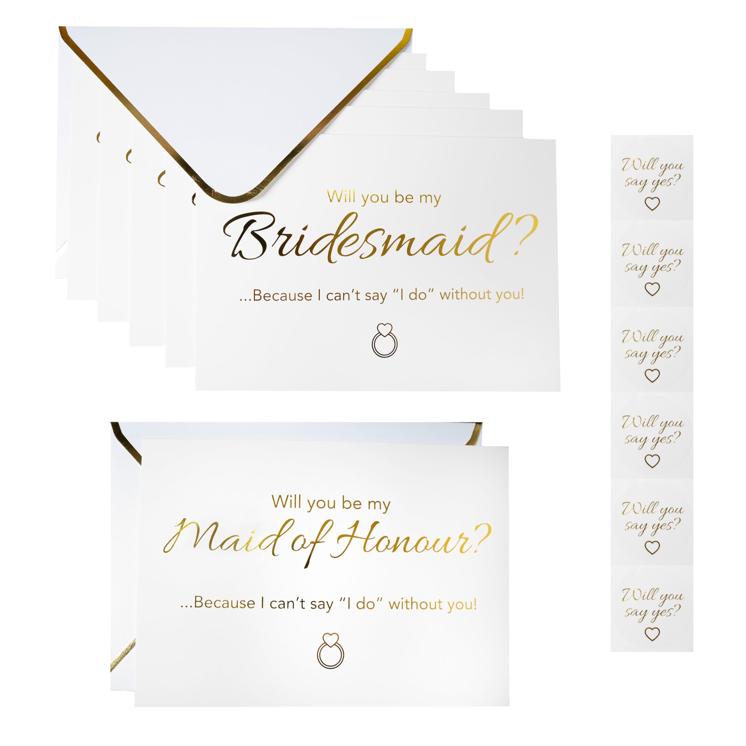 6 large, luxury bride squad proposal cards, envelopes and stickers | Will you be my bridesmaid luxury cards | Will you be my maid of honour luxury card.