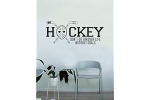 BOOP DECALS Hockey Don't Go Through Life Without Goals Wall Decal Quote Home Room Decor Decoration Art Vinyl Sticker Bedroom Inspirational Sports Teen Sticks Extreme Ice Goalie Motivational