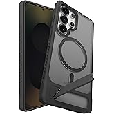 BNAAGO Magnetic for Samsung Galaxy S25 Ultra Case with Kickstand, Compatible with Mag-Safe, Slim Shockproof Grippy Translucent Matte Phone Cover, Built in Invisible Stand, Black