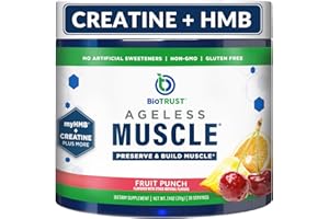 BioTrust Ageless Muscle Builder - Creatine HMB Powder with Vitamin D3 & Betaine - Build & Preserve Naturally Declining Muscle Mass & Strength - Fruit Punch, 30 Servings