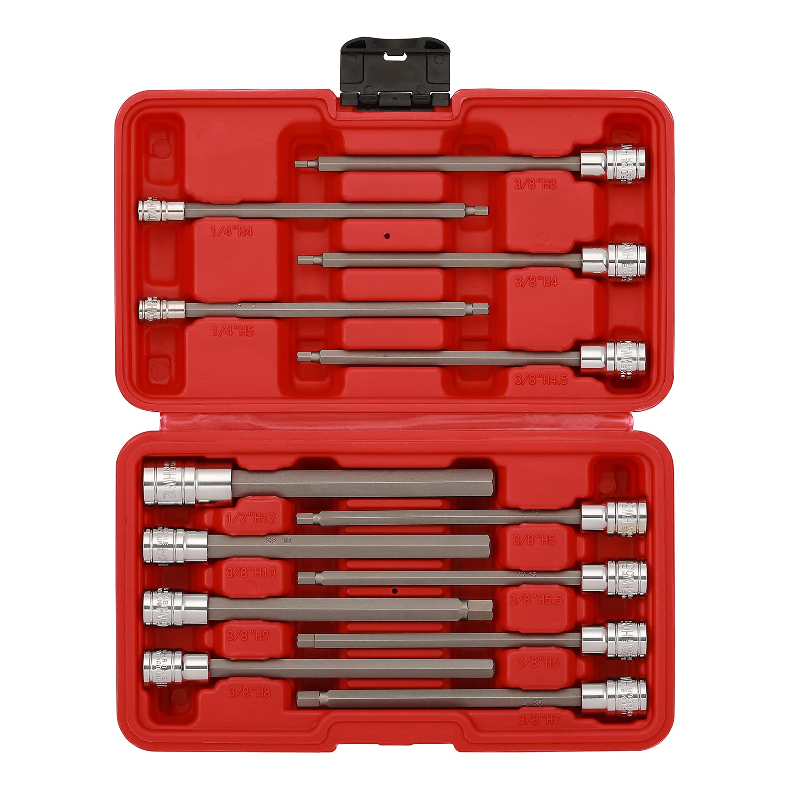 EMENTOL 13PCS 1/4", 3/8" and 1/2" Drive Long Hex