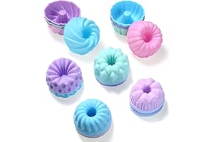 Tongjude 24 Piece Silicone Donut Mold, Non-Stick Mini Doughnut Cups, 3 Inch 6 Shape Silicone Molds, Heat Resistant Bakeware for Bagel, Muffin, Jello and Cake Baking