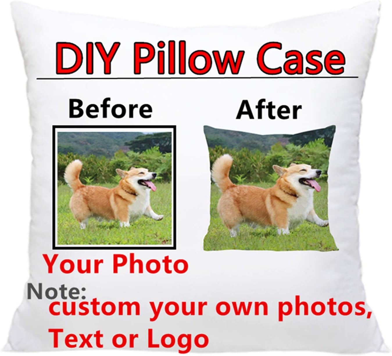 Easter Pillow Covers 18x18 Custom Pillow Case with Picture,Text,Name or Logo Design Your Own Personalized Pet Photo Throw Pillowcase Customized Photo Cute Throw Pillow Gifts for Boyfriend (18X18)