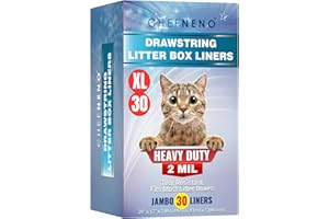 CHEFNENO Cat Litter Box Liners Drawstring XL (30 Bags) 39" x 17" Super Jumbo Scratch Resistant Extra Heavy 2 Mil Disposable Litter Box Liner Cat Litter Tray Bags (30 Count)