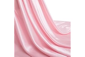 VCUSUELER Pink Satin Fabric by The Yard, 55 Inch Wide, Shiny and Soft Charmeuse Satin Fabric for Sewing Wedding Bridal Dress Crafts, 1 Yard
