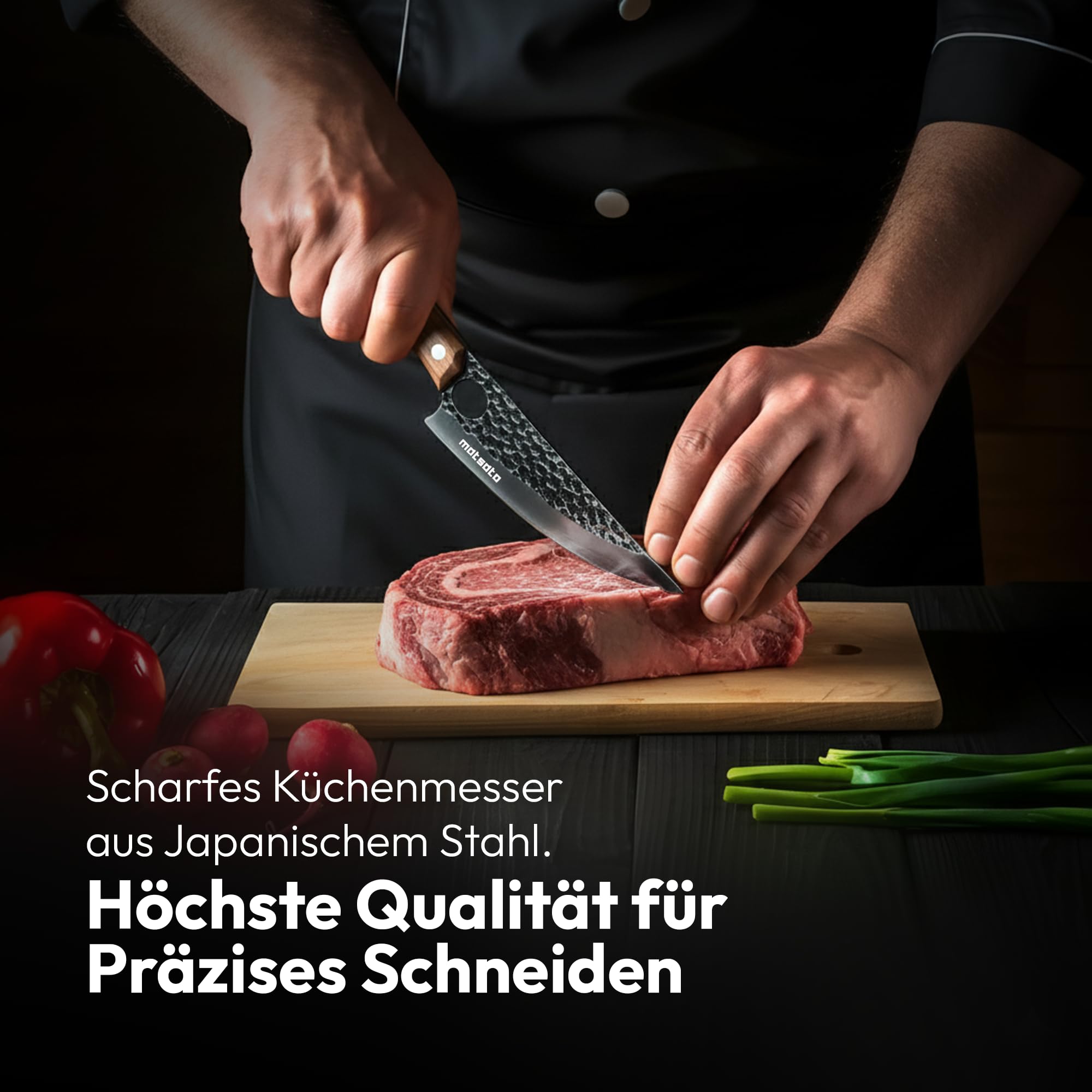 Matsato Küchenmesser Scharf, Klingenlänge 15 cm Profi, Original Kochmesser für Küche, Profi Messer aus Japanischem Stahl, Knife Perfekt zum Schneiden und Zerkleinern 2