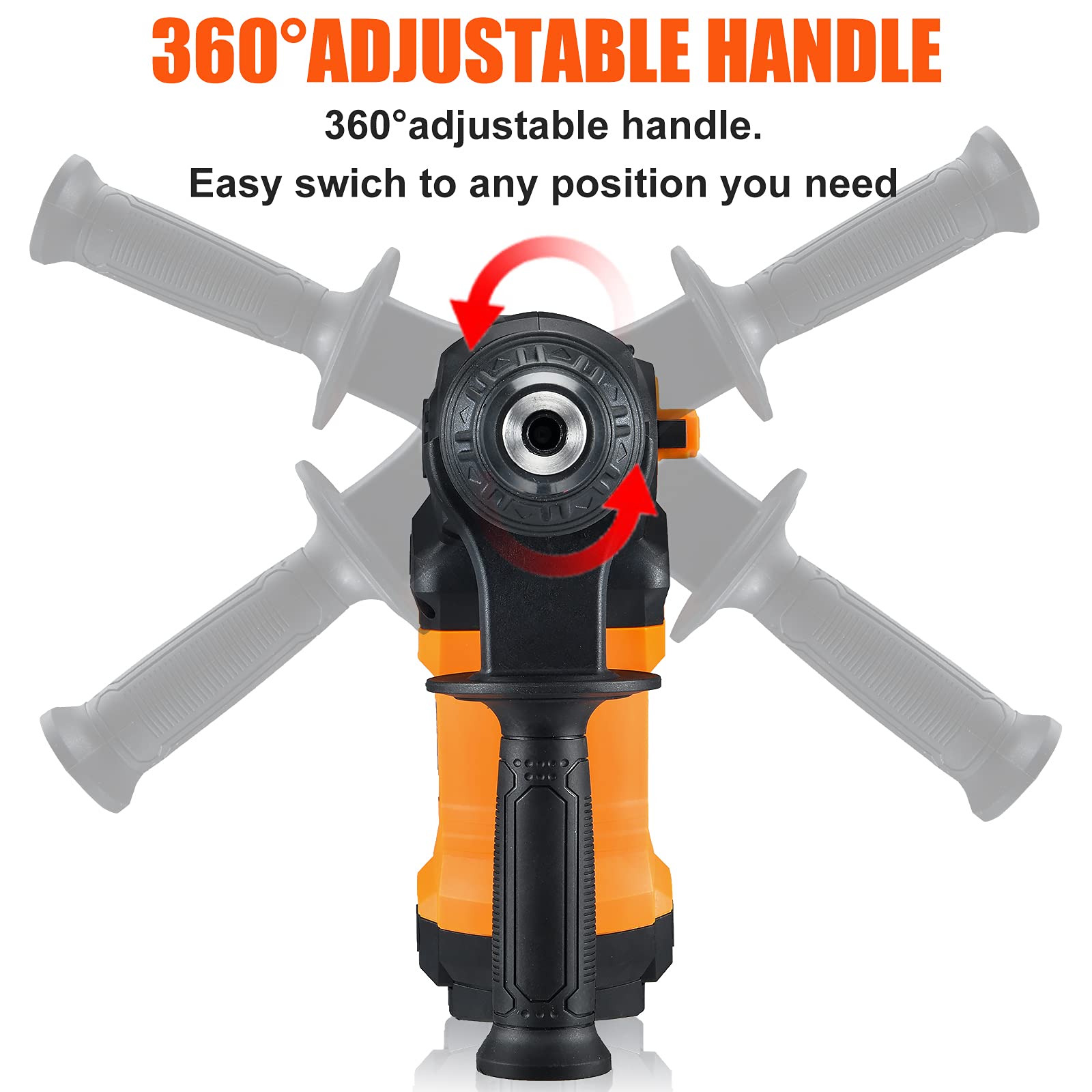 SHIELDPRO 1-1/4 Inch SDS-Plus 13 Amp Rotary Hammer Drill Heavy Duty, Safety Clutch 3 Functions with Vibration Control,Including Grease, Flat Chisels, Point Chisels and 3 Drill Bits