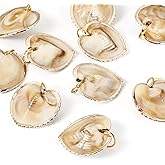 Craftora 10Pcs Natural Heart Shell Pendants Golden Clam Pendants Ocean Beach Seashell Dangle Charms with Golden Loop for DIY Craft Jewelry Making Accessories Bracelets Necklaces